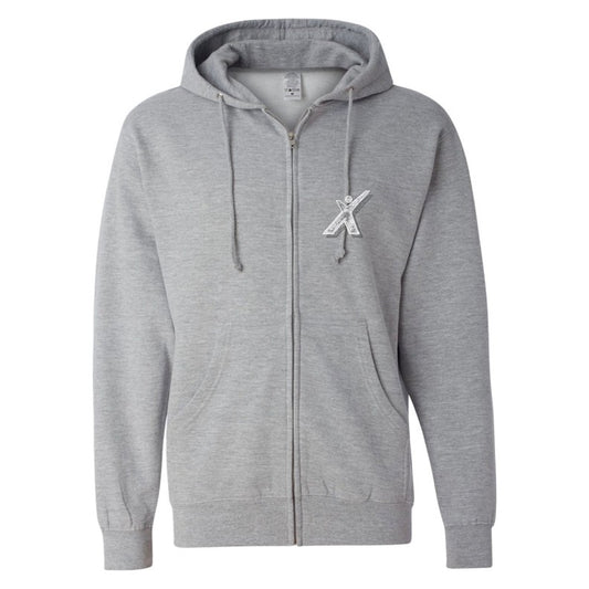 Unisex MAX Grey Fleece Full-Zip Hoodie (Grey Heather)