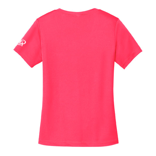 Women's Coral V-Neck Dri-Fit Tee - Hot Coral