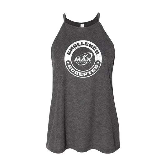 Women's "Challenge Accepted" High-Neck Tank - Heather Grey